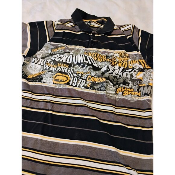 Vintage Ecko Unltd Graffiti Polo Shirt Men's XL - Picture 1 of 9